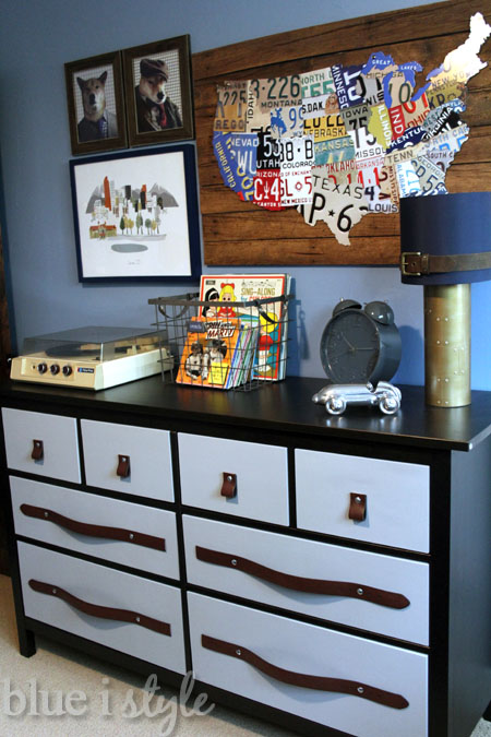 Menswear inspired IKEA hack with leather belt pulls on a Hemnes dresser - by Blue i Style