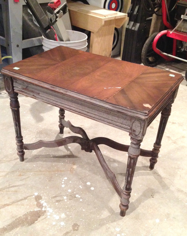 (Before) Repurposed Table into DIY Ottoman - by I Am a Homemaker