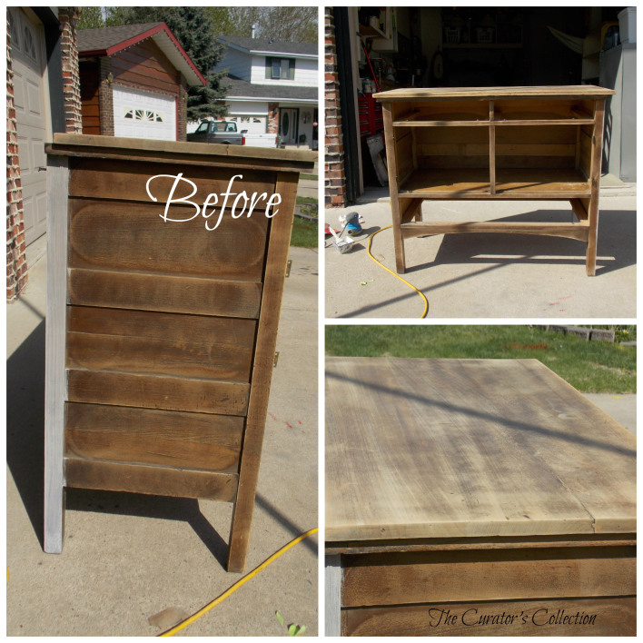 (Before) Antique Tin Tiled Sideboard - by The Curator's Collection