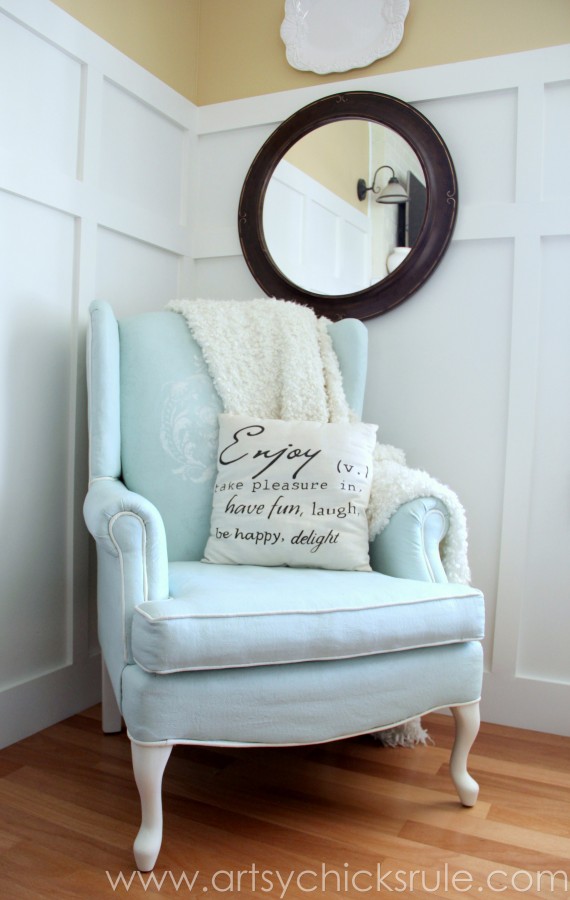 Painted Upholstered Chair Makeover - by Artsy Chicks Rule