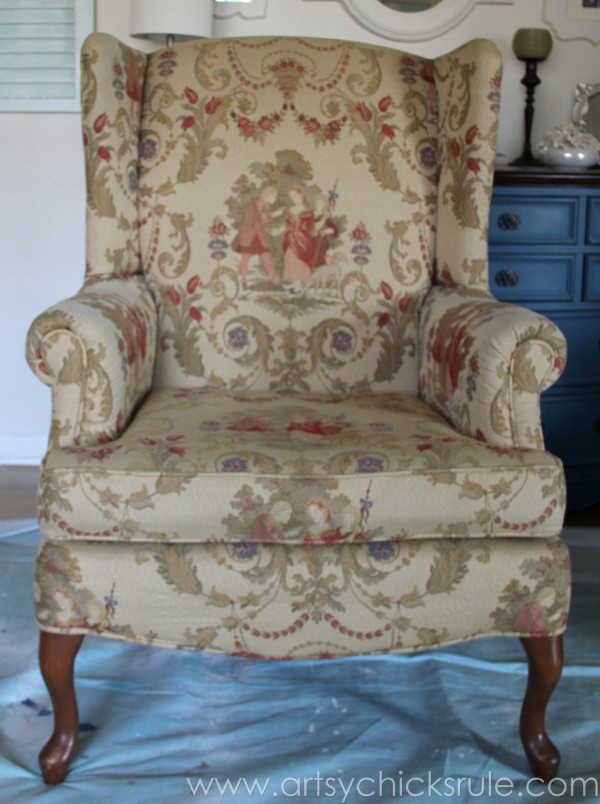 (Before) Painted Upholstered Chair Makeover - by Artsy Chicks Rule