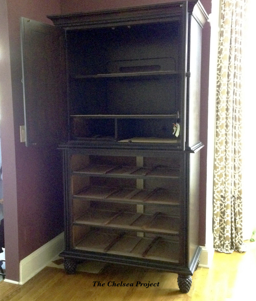 (Before) TV Armoire Makeover to Kitchen Storage - by The Chelsea Project