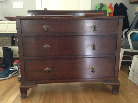 (Before) Wrought Iron and Wood Grain - Dresser Makeover by Saw Nail and Paint
