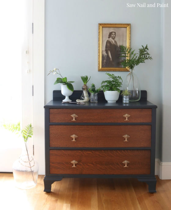 Wrought Iron and Wood Grain - Dresser Makeover by Saw Nail and Paint