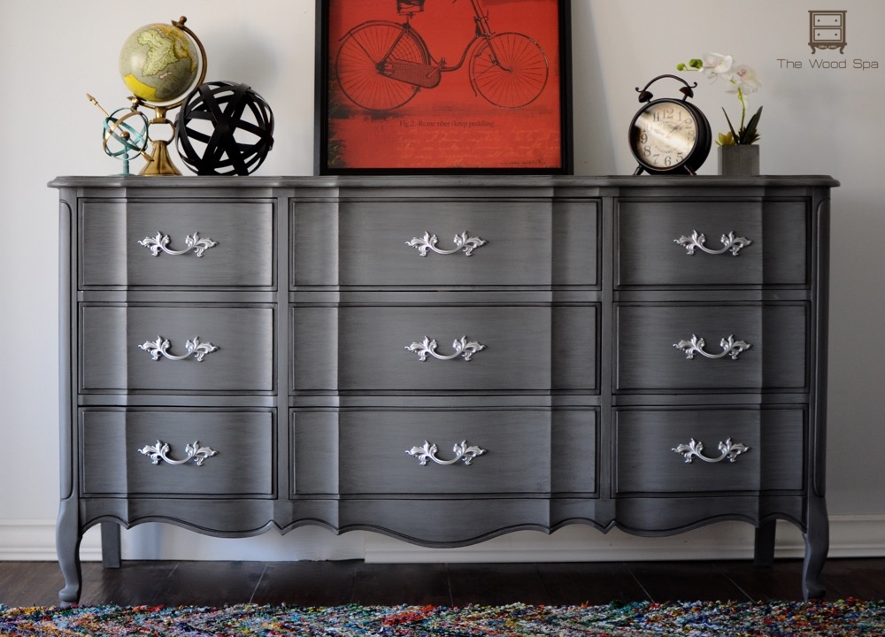 Gray Glazed French Provincial Dresser Makeover - by The Wood Spa