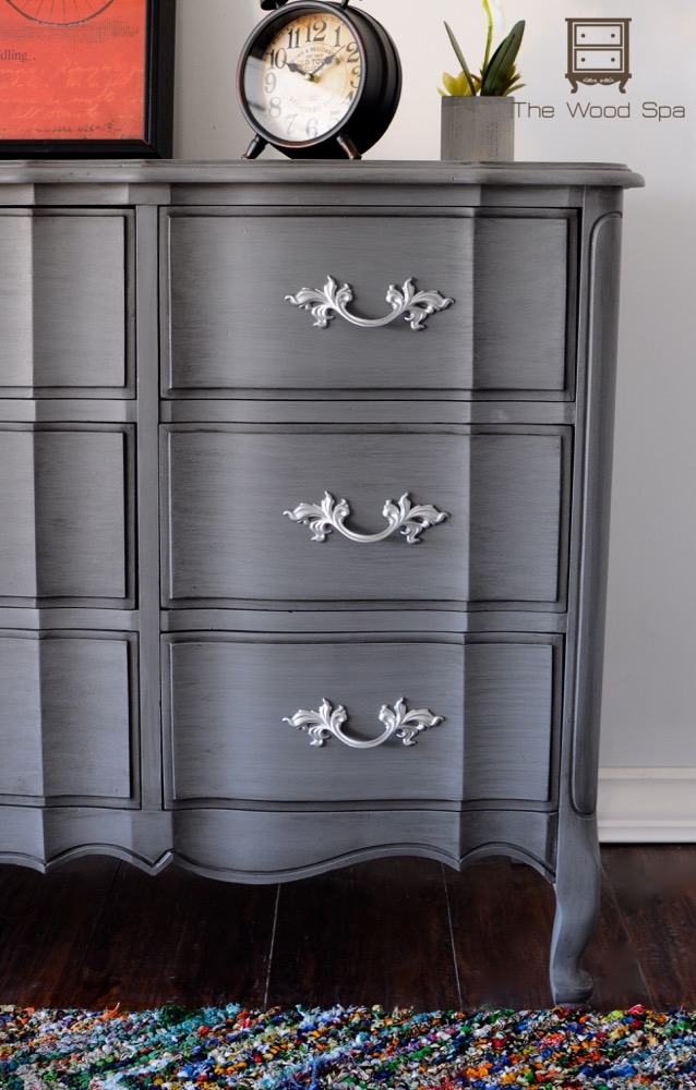 Gray Glazed French Provincial Dresser Makeover - by The Wood Spa