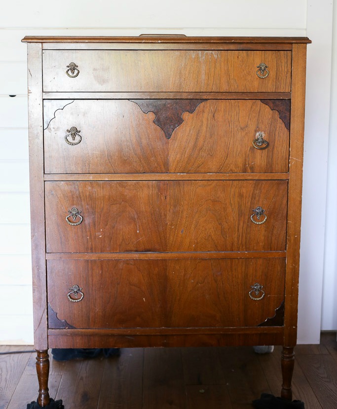 (Before) Antique Dresser Makeover with Handpainted Details - by This Mamas Dance