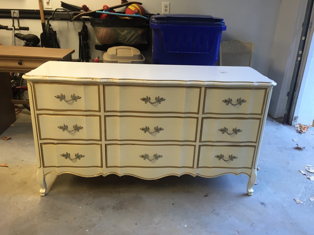 (Before) Gray Glazed French Provincial Dresser Makeover - by The Wood Spa (Before) Gray Glazed French Provincial Dresser Makeover - by The Wood Spa