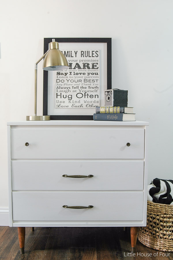 Goodwill Midcentury Dresser Makeover - by Little House of Four