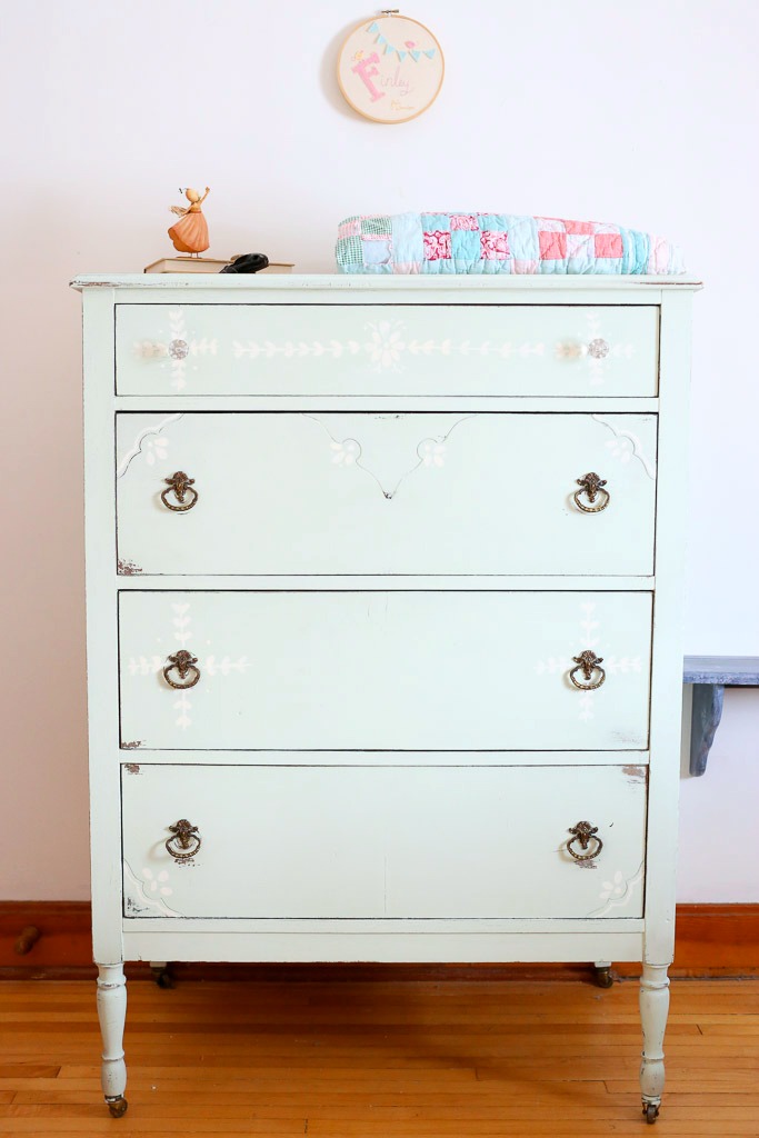 Antique Dresser Makeover with Handpainted Details - by This Mamas Dance